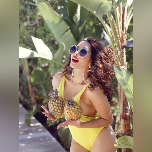 Bright Yellow Cut Out Swimsuit - Picture 6 of 10